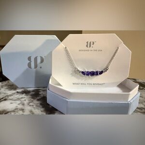 BP Bomb Party RBP8841 With My Whole Heart Purple Topaz Necklace NIB Rhodium NEW